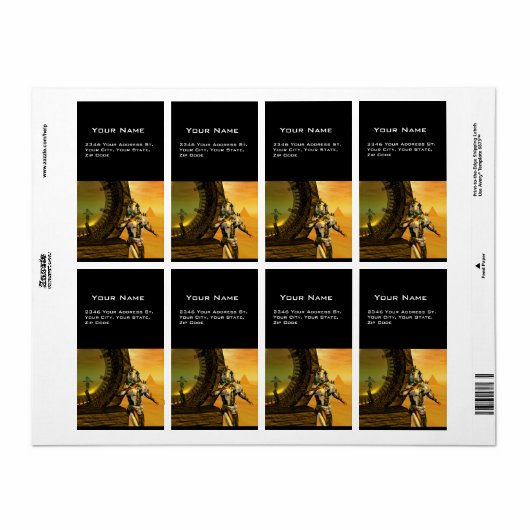 CYBORG TITAN IN HYPERION DESERT Sci-Fi Etiket (Full Sheet)