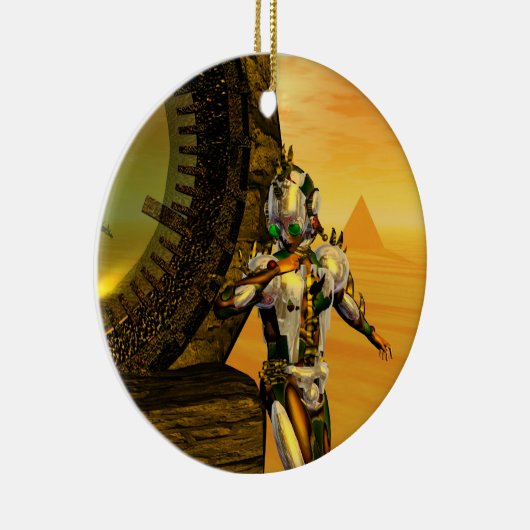 CYBORG TITAN IN HYPERION DESERT Sci-Fi Keramisch Ornament (Rechts)