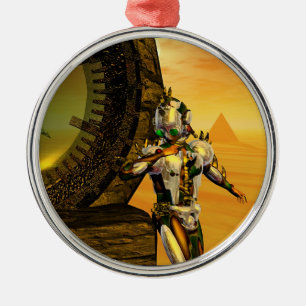 CYBORG TITAN IN HYPERION DESERT Sci-Fi Round Metalen Ornament