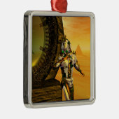 CYBORG TITAN IN HYPERION DESERT Sci-Fi Square Metalen Ornament (Rechts)