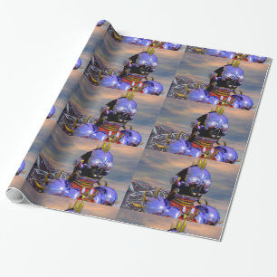 CYBORG TITAN PORTRAIT Blue Science Fiction Scifi Cadeaupapier