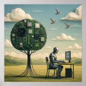 Cyborg Under Tree of Circuitry Poster (Voorkant)