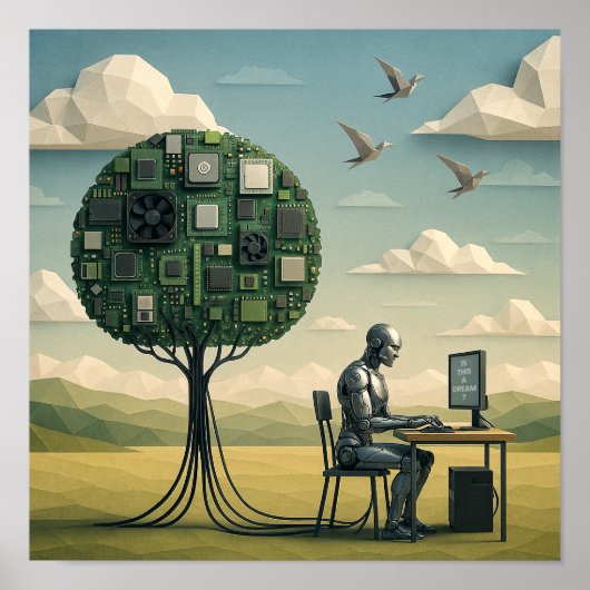 Cyborg Under Tree of Circuitry Poster (Voorkant)