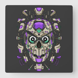 Cyborg Vierkante Wandklok