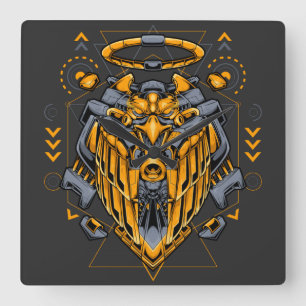 Cyborg Vierkante Wandklok