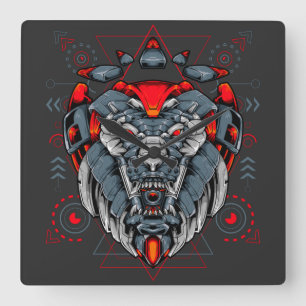 Cyborg Vierkante Wandklok
