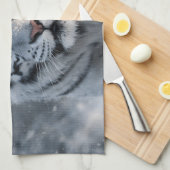 Cyborg witte tijger keukendoek, futuristische scie theedoek (Quarter Fold)