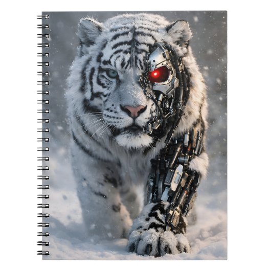 Cyborg witte tijger notitieboek (Voorkant)