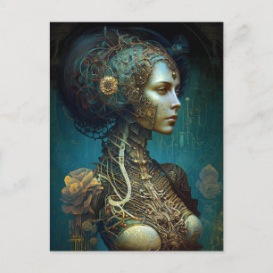 Cyborg Woman Fantasy Sci-Fi Art Briefkaart