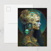 Cyborg Woman Fantasy Sci-Fi Art Briefkaart (Voorkant / Achterkant)