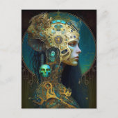 Cyborg Woman Fantasy Sci-Fi Art Briefkaart (Voorkant)