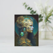 Cyborg Woman Fantasy Sci-Fi Art Briefkaart (Staand voorkant)