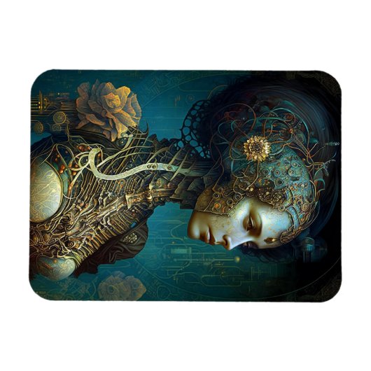 Cyborg Woman Fantasy Sci-Fi Art Magneet (Horizontaal)