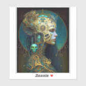 Cyborg Woman Fantasy Sci-Fi Art Sticker (Vel)
