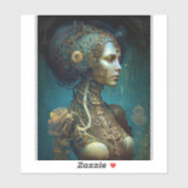 Cyborg Woman Fantasy Sci-Fi Art Sticker (Vel)