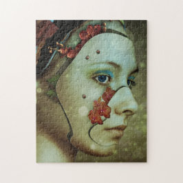 Cyborg Woman met Flowers Legpuzzel