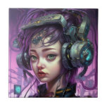 Cyborg Woman Science Tegeltje<br><div class="desc">Fantasy art producten van The Lunarium.</div>