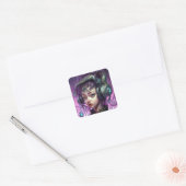Cyborg Woman Science Vierkante Sticker (Envelop)