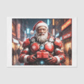 Cyborg Zwarte Kerstman in kerst bepantsering Tissuepapier (Voorkant)