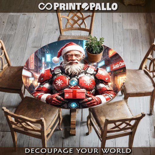 Cyborg Zwarte Kerstman in kerst bepantsering Tissuepapier