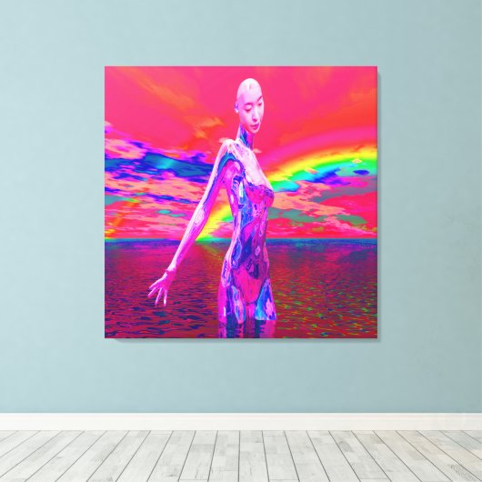 Cyborgmasker Canvas Afdruk (Insitu (Houten vloer))