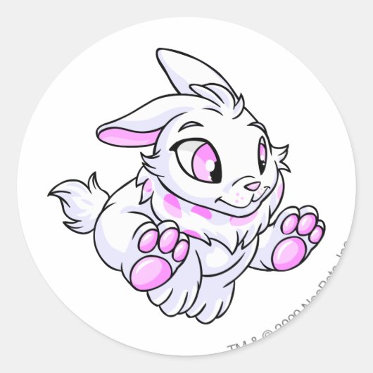 Cybunny White Ronde Sticker (Voorkant)