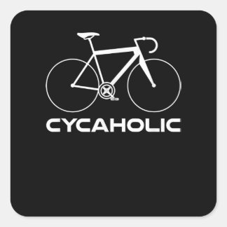Cycaholic bike Addict Funny Cyclist Cycling Logo Vierkante Sticker
