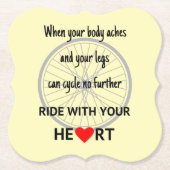 Cyclaanslogan motivatie geel kartonnen onderzetters (Voorkant)