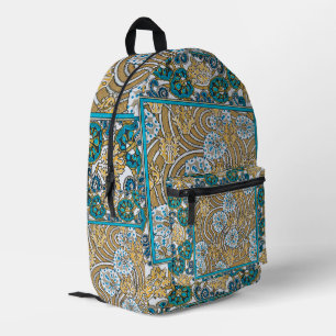 cyclamen blauw art nouveau bloem botanisch bedrukte rugzak