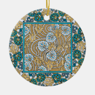 cyclamen blauw art nouveau bloem botanisch keramisch ornament