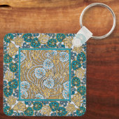 cyclamen blauw art nouveau bloem botanisch sleutelhanger (Achterkant)