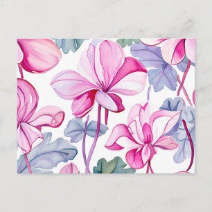 Cyclamen Bloemen in Delicate Roze en Wit Briefkaart