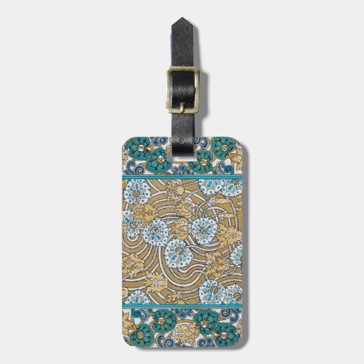 cyclamen blue art nouveau bloem behang bagagelabel (Voorkant verticaal)