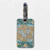 cyclamen blue art nouveau bloem behang bagagelabel (Achterkant verticaal)