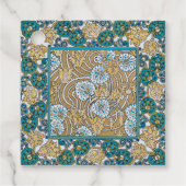 cyclamen blue art nouveau bloem behang bedankjes labels (Voorkant)