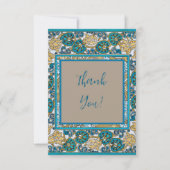 cyclamen blue art nouveau bloem behang bedankkaart (Voorkant)