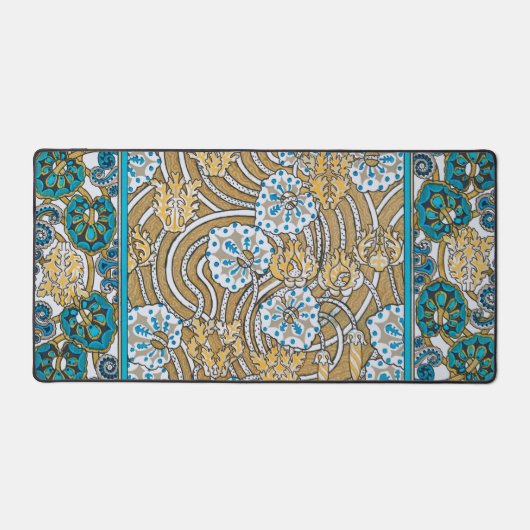 cyclamen blue art nouveau bloem behang bureaumat (Voorkant)