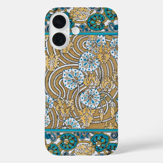 cyclamen blue art nouveau bloem behang Case-Mate iPhone case (Achterkant)