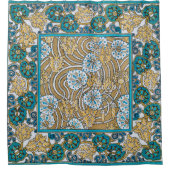 cyclamen blue art nouveau bloem behang douchegordijn (Voorkant)