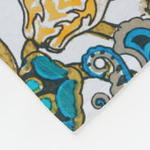 cyclamen blue art nouveau bloem behang fleece deken (Hoek)