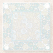 cyclamen blue art nouveau bloem behang glazen onderzetter (Achterkant)