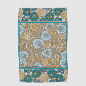 cyclamen blue art nouveau bloem behang golfhanddoek (Voorkant)