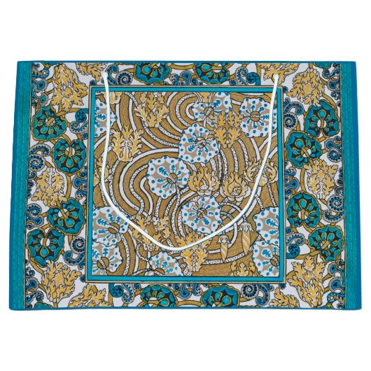 cyclamen blue art nouveau bloem behang groot cadeauzakje (Voorkant)