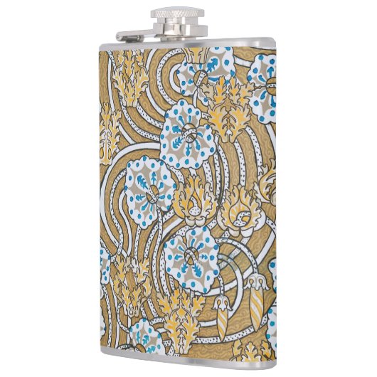 cyclamen blue art nouveau bloem behang heupfles (Links)