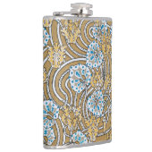 cyclamen blue art nouveau bloem behang heupfles (Rechts)