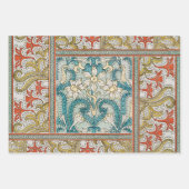 cyclamen blue art nouveau bloem behang inpakpapier vel (Voorkant 2)