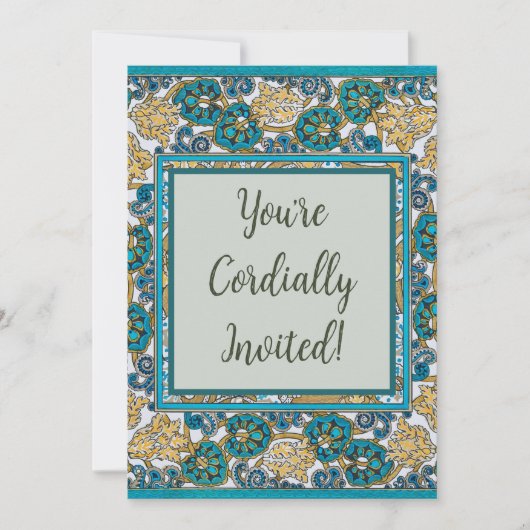 cyclamen blue art nouveau bloem behang kaart (Voorkant)