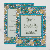 cyclamen blue art nouveau bloem behang kaart (Voorkant / Achterkant)