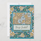 cyclamen blue art nouveau bloem behang kaart (Voorkant)