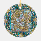 cyclamen blue art nouveau bloem behang keramisch ornament (Achterkant)